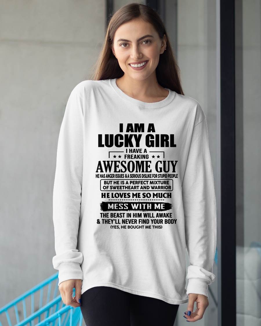 LUCKY GIRL - FREAKING AWESOME GUY - PERFECT GIFT FROM BOYFRIEND - LUAN00 (SKU2608-395-00)