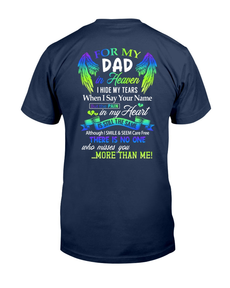 Personalized Memorial T-Shirt for Dad in Heaven - In Loving Memory Shirt, Miss You Dad Gift (SKUDAD) LUAN00