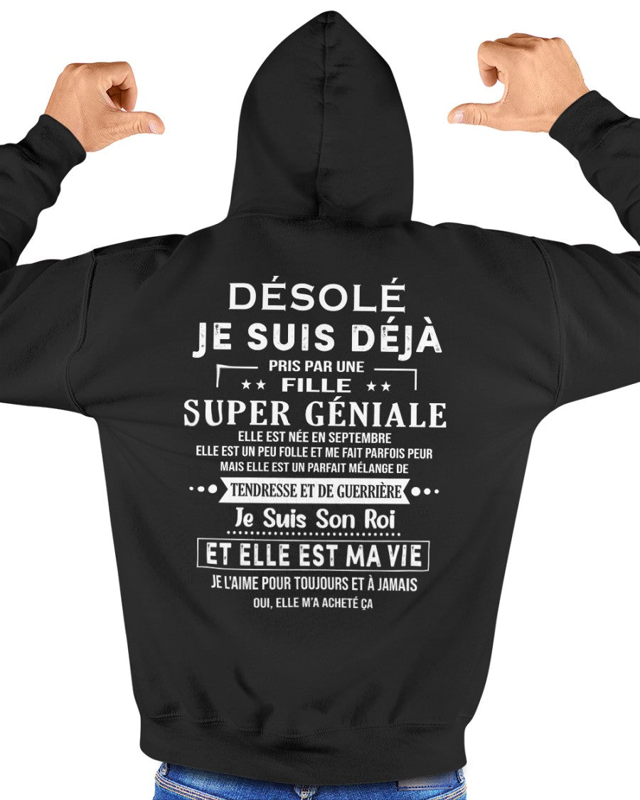 Désolé les filles, je suis déjà pris - Ma copine est folle et adorable - Cadeau spécial pour votre petit ami ou mari - (SKU04-111-09) - LUAN09