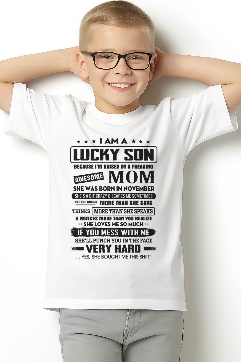 Lucky Son - Gift From Mom For Son T-Shirt - LUAN11 (SKU08-52-11)