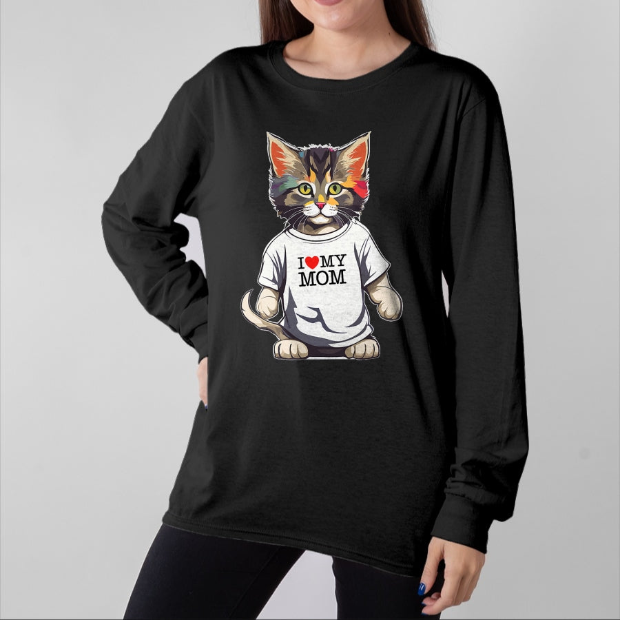 Cat Love Shirt, Funny Cat Lover Gift UnisexT-Shirt/Hoodie/Sweatshirt HLT00 - Cute Cat In I Love My Mom Shirt For Best Cat_s Mom Ever T-Shirt