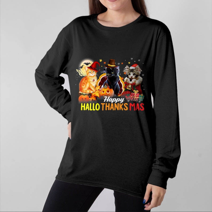 Cat Love Shirt, Funny Cat Lover Gift UnisexT-Shirt/Hoodie/Sweatshirt HLT00 - Hallo Thanks Mas Shirt Halloween Cat Love Thanksgiving Xmas T-Shirt for Men Women Kids