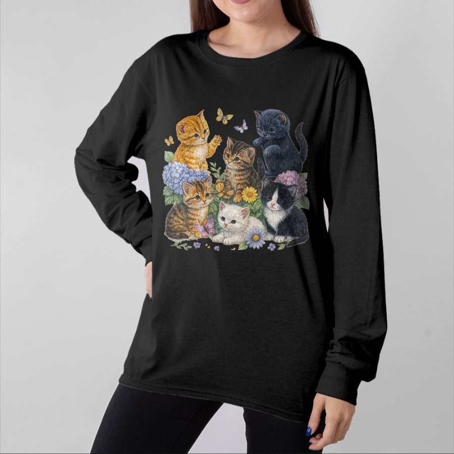 Cat Love Shirt, Funny Cat Lover Gift UnisexT-Shirt/Hoodie/Sweatshirt HLT00 - Cat Flower Floral Cute Kitten Vintage Flowers Art Cat Lover T-Shirt