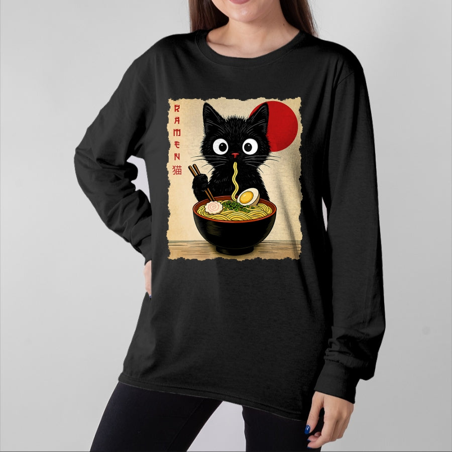 Cat Love Shirt, Funny Cat Lover Gift UnisexT-Shirt/Hoodie/Sweatshirt HLT00 - Anime Cat Ramen Japanese Funny Cat Graphic Tees Anime Gifts T-Shirt
