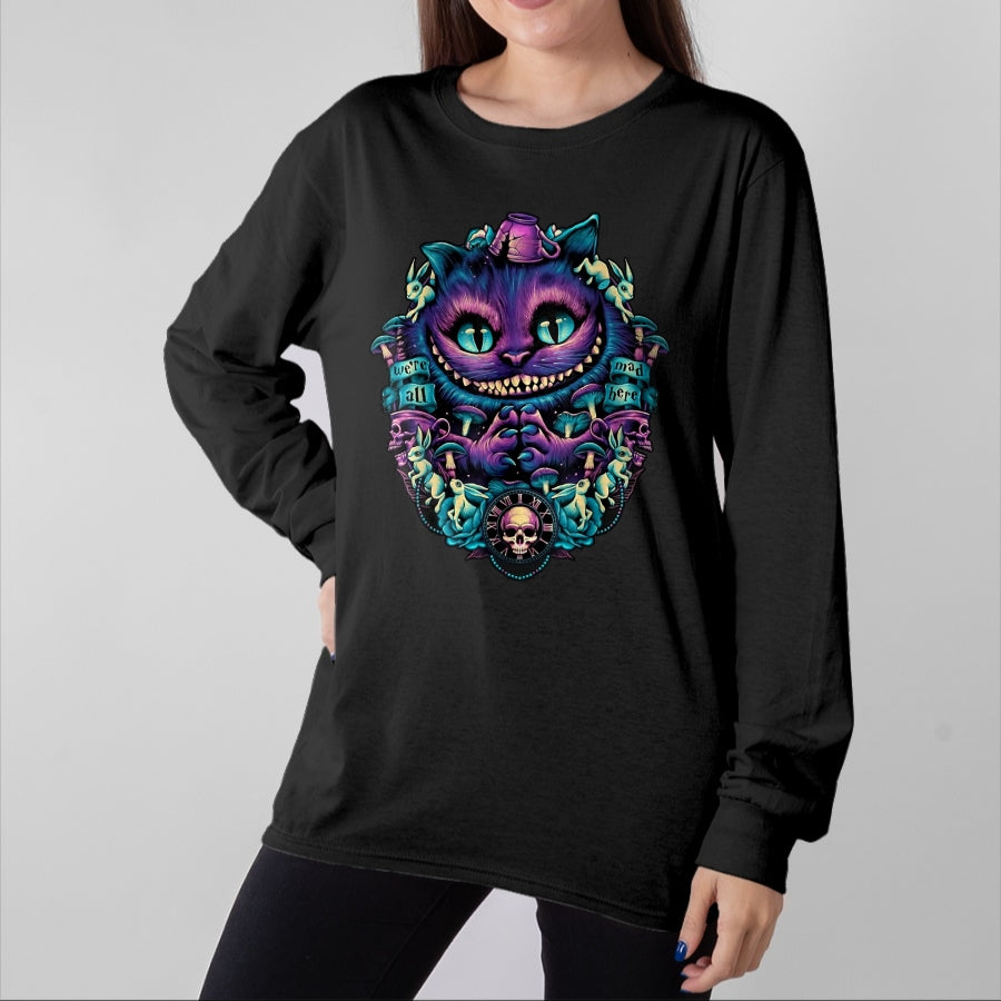 Cat Love Shirt, Funny Cat Lover Gift UnisexT-Shirt/Hoodie/Sweatshirt HLT00 - Cheshire Cat Shirt Alice in Wonderland Graphic T-Shirt, Women, Purple, XX-Large