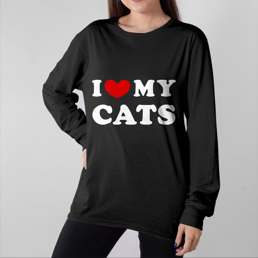 Cat Love Shirt, Funny Cat Lover Gift UnisexT-Shirt/Hoodie/Sweatshirt HLT00 - I Love My Cats, I Heart My Cats T-Shirt, Men, Black, 3X-Large (1)