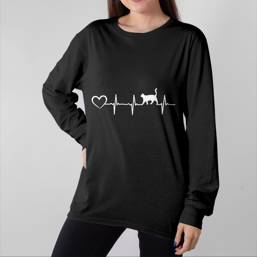 Cat Love Shirt, Funny Cat Lover Gift UnisexT-Shirt/Hoodie/Sweatshirt HLT00 - Cat Heartbeat Heart - Cat Puppy Cats Hearts Baby Cat Owner T-Shirt