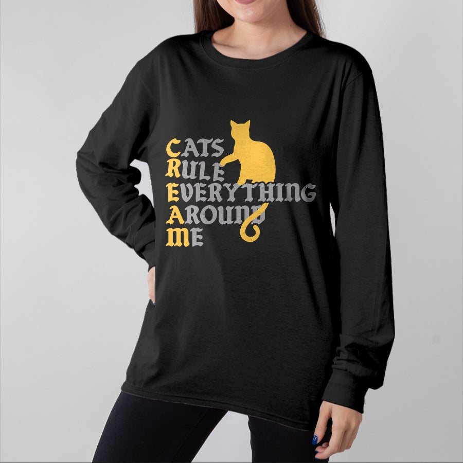 Cat Love Shirt, Funny Cat Lover Gift UnisexT-Shirt/Hoodie/Sweatshirt HLT00 - Cats Rule Everything Around Me Cat Daddy Vintage T-Shirt