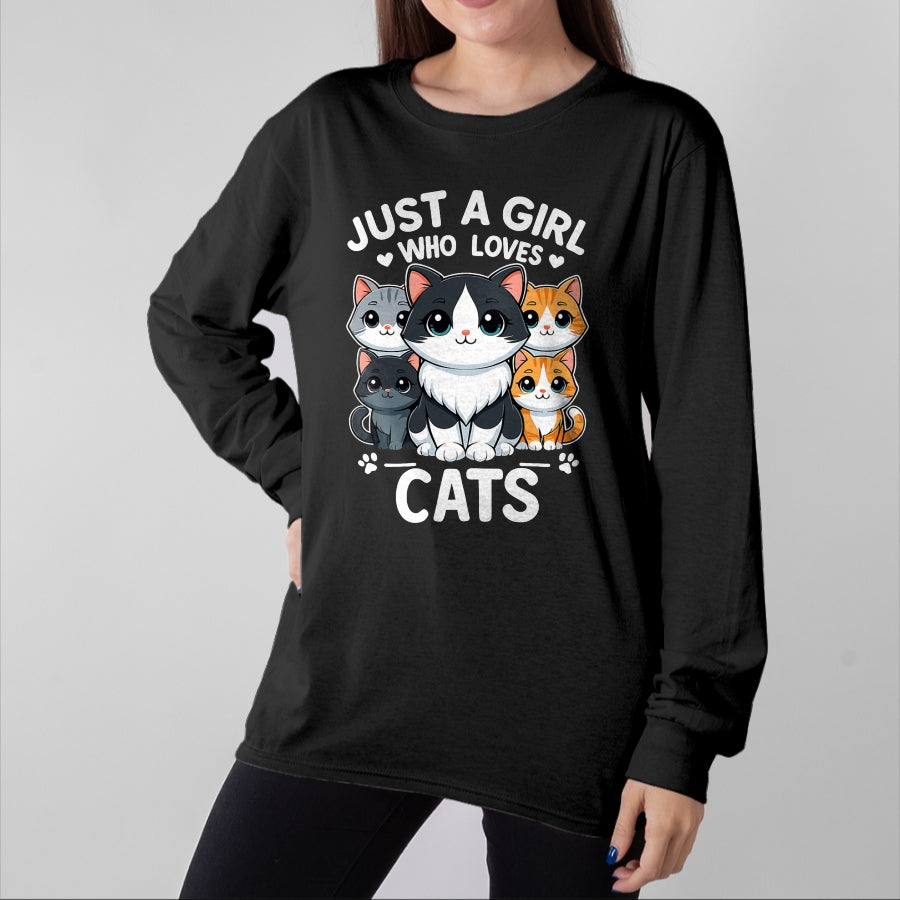Cat Love Shirt, Funny Cat Lover Gift UnisexT-Shirt/Hoodie/Sweatshirt HLT00 - Just A Girl Who Loves Cats T-Shirt