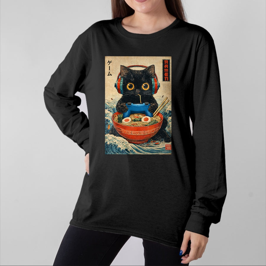 Cat Love Shirt, Funny Cat Lover Gift UnisexT-Shirt/Hoodie/Sweatshirt HLT00 - Cat Ramen Japanese Funny Graphic Tees Kawaii Cat Anime Gifts T-Shirt