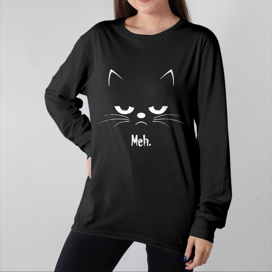 Cat Love Shirt, Funny Cat Lover Gift UnisexT-Shirt/Hoodie/Sweatshirt HLT00 - Sarcastic Funny Angry Cat Meh Halloween Costume T-Shirt, Men, Black, XX-Large