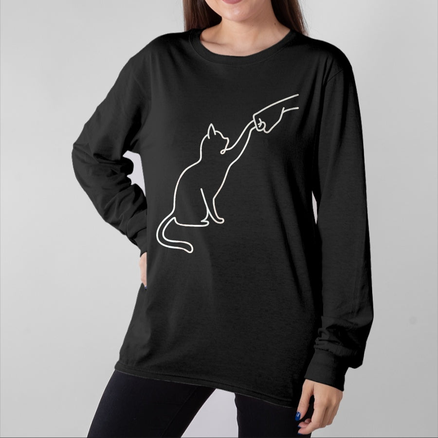 Cat Love Shirt, Funny Cat Lover Gift UnisexT-Shirt/Hoodie/Sweatshirt HLT00 - Cute Pet Tee I Love My Cat Fist Bump Best Friend Cat Lovers T-Shirt, Women, Purple, Large