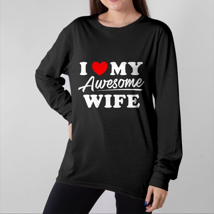 Best Husband Shirt, Wife and Husband Unisex T-Shirt/Hoodie/Sweatshirt HLT00 - I Love My Awesome Wife T Shirt for Men T-Shirt