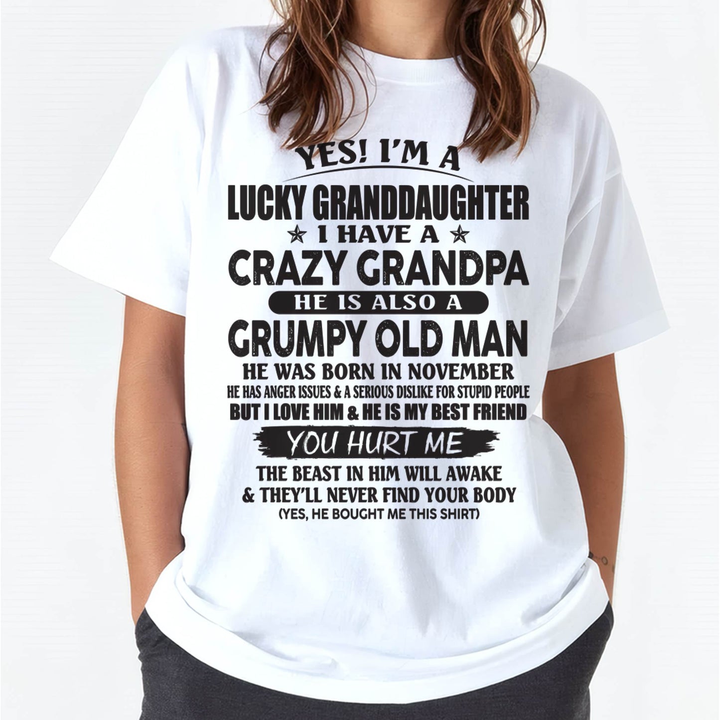 NOVEMBER - LUCKY GRANDDAUGHTER OF CRAZY GRANDPA - PERFECT GIFT FOR YOUR GRANDDAUGHTER FROM GRANDPA - LUAN11 (SKU10-150-11)