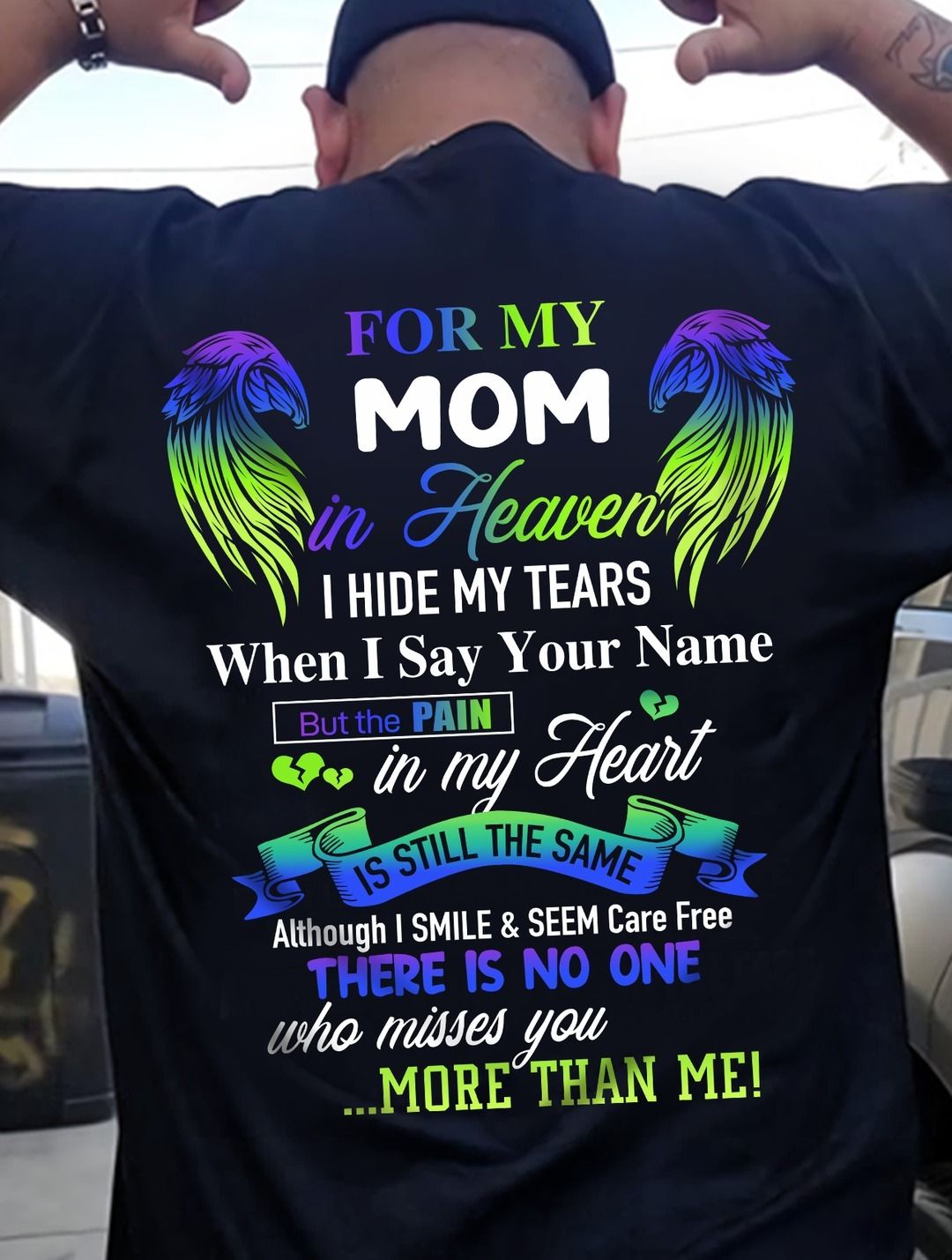 Personalized Memorial T-Shirt for Mom in Heaven - In Loving Memory Shirt, Miss You Mom Gift (SKUMOM) LUAN00