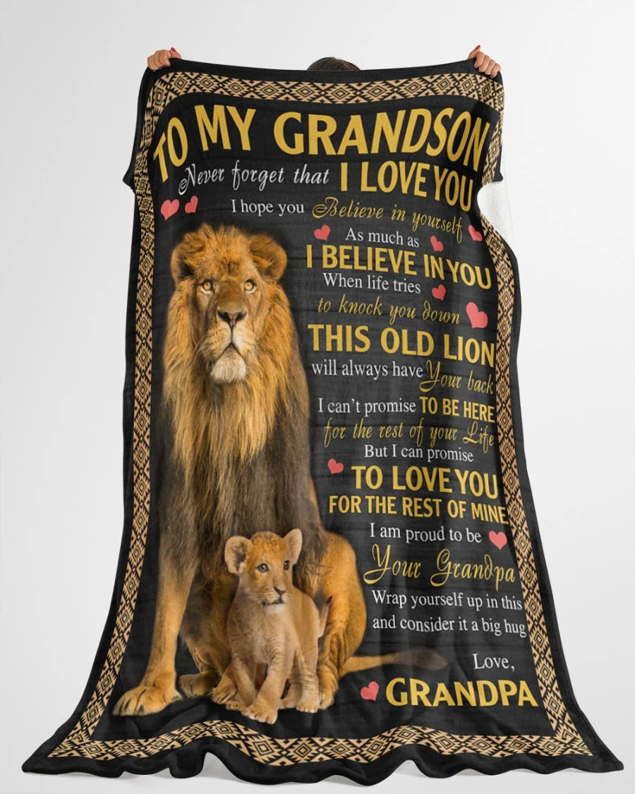 BLANKET FOR GRANDSON – COMFORT & WARMTH GIFT FROM GRANDPA Sherpa Fleece Quilt Blanket LUAN00 (SKUB09-113)