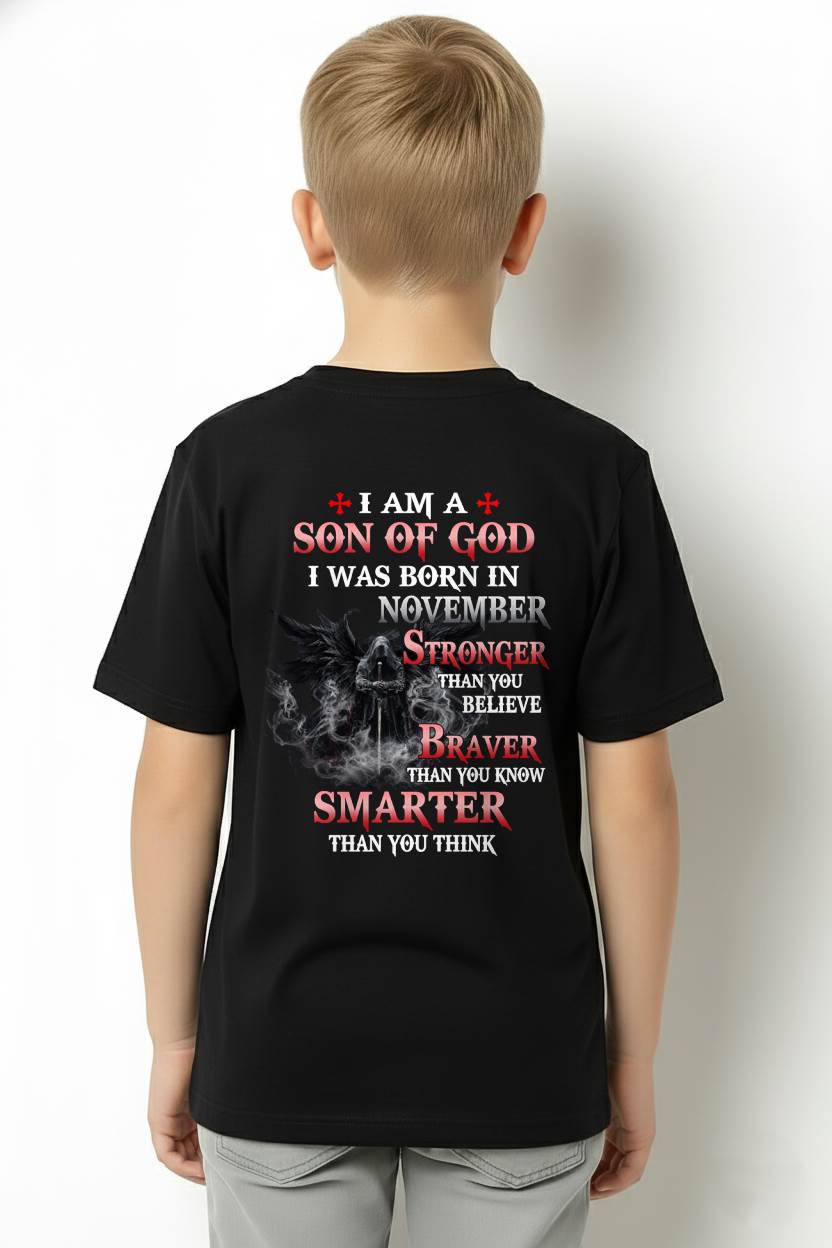 November Son Of God T-Shirt For Men – Stronger Than You Believe - LUAN11 (SKU2606-393-11)
