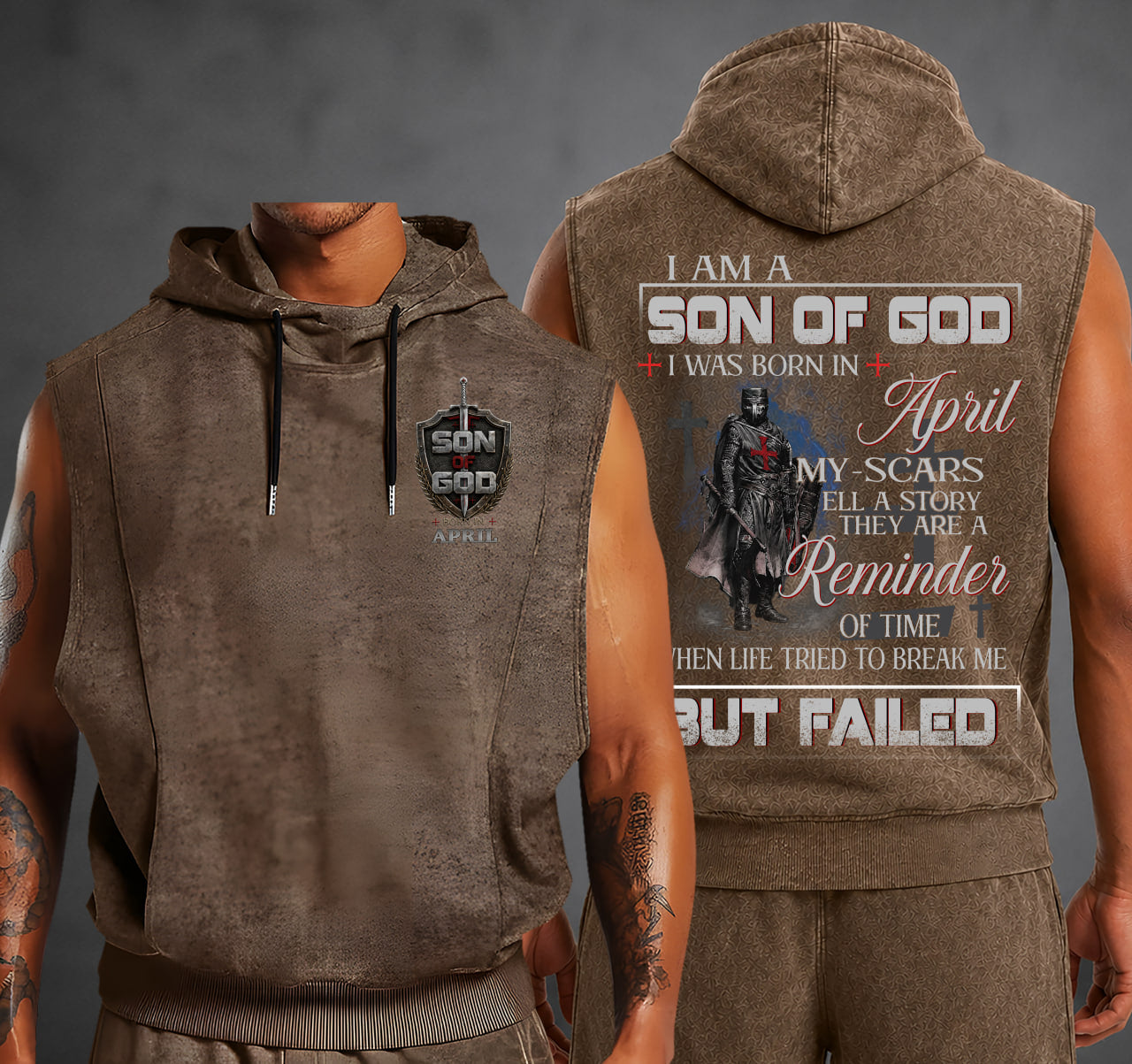 April Son Of God Fully Printed Hooded Vest For Men – My Scars Tell A Story - A09-805 - LUAN04 (SKU2607-52-04)