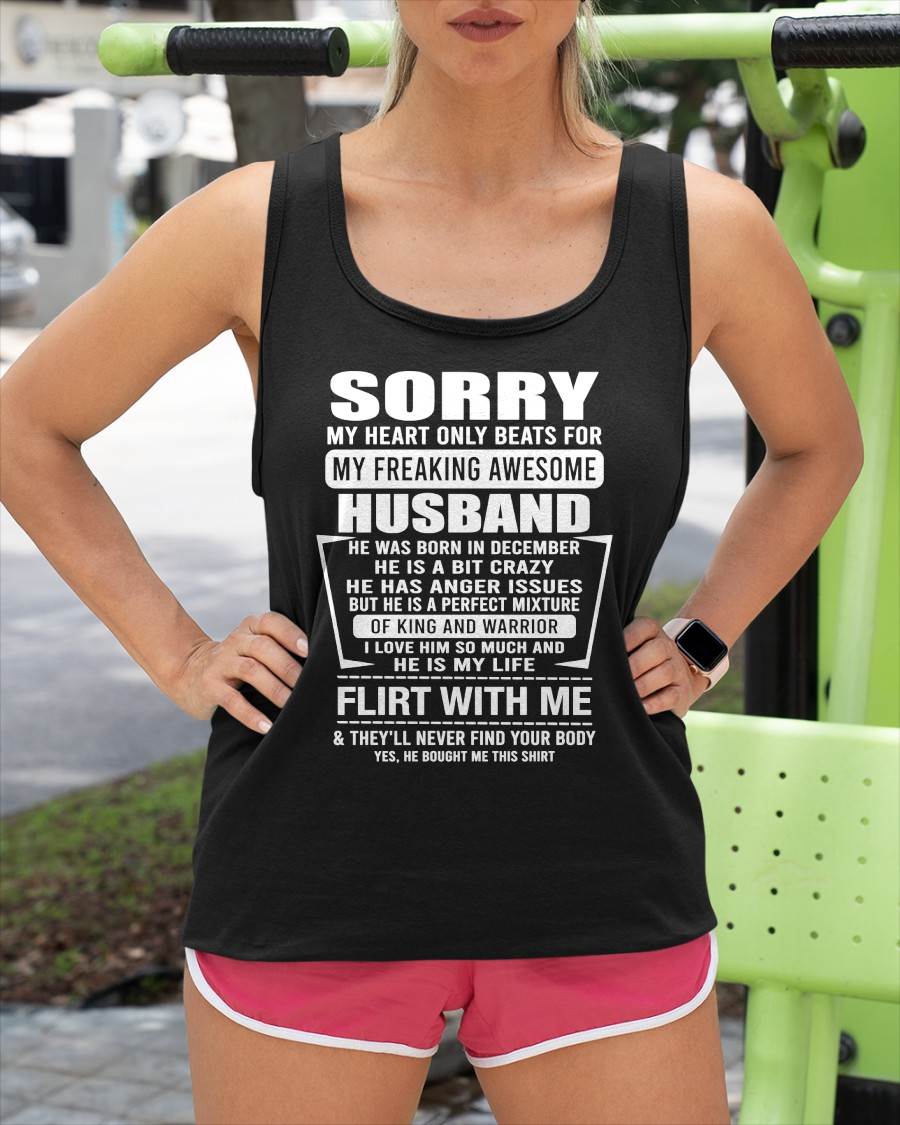 December - My Freaking Awesome Husband T-Shirt – Funny Gift From Husband - LUAN12 (SKU2606-344-12)