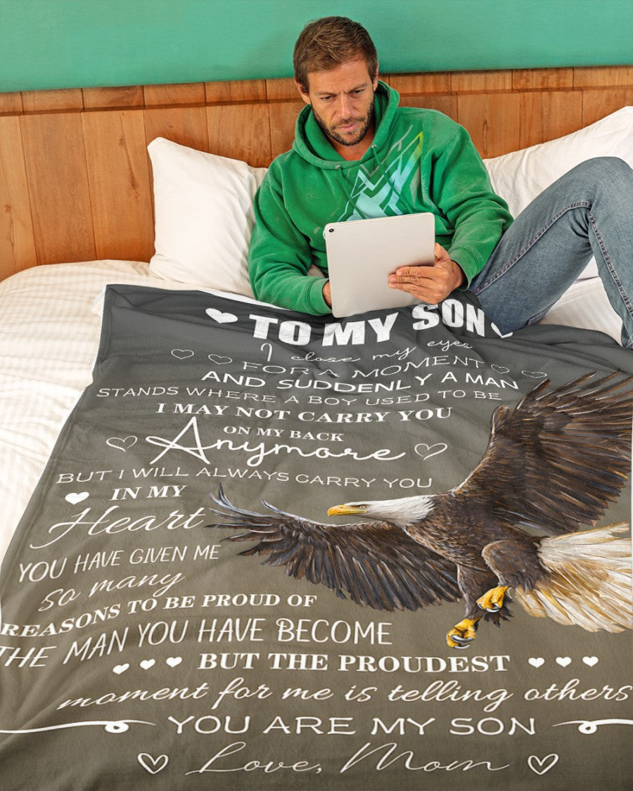To My Son Blanket From Mom – I Will Always Carry You In My Heart – Gift For Son (SKU2606-14)