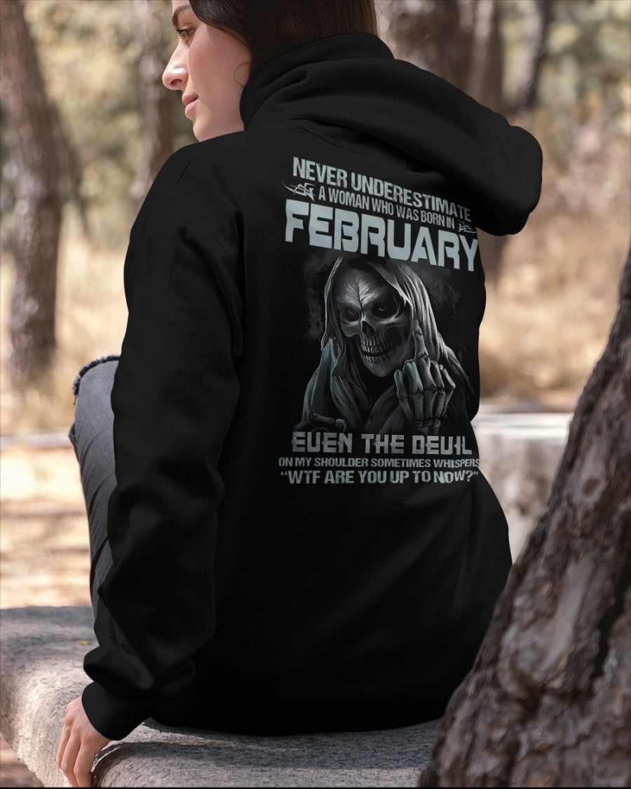 February WOMEN Shirt - Never Underestimate A WOMEN Born In February Grim Reaper Tee - LUAN02 (SKU09-13-02)
