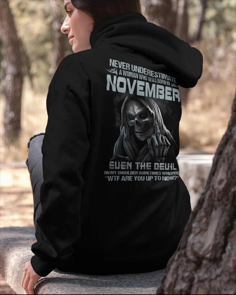 November WOMEN Shirt - Never Underestimate A WOMEN Born In November Grim Reaper Tee - LUAN11 (SKU09-13-11)