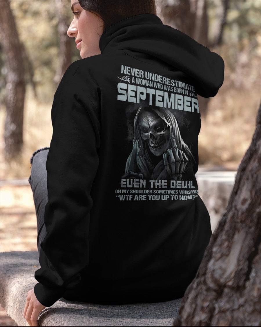 September WOMEN Shirt - Never Underestimate A WOMEN Born In September Grim Reaper Tee - LUAN09 (SKU09-13-09)