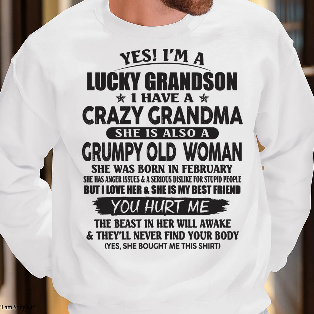 FEBRUARY - LUCKY GRANDSON OF CRAZY GRANDMA - FROM GRANDMA - NINA02 (SKU10-173-02)