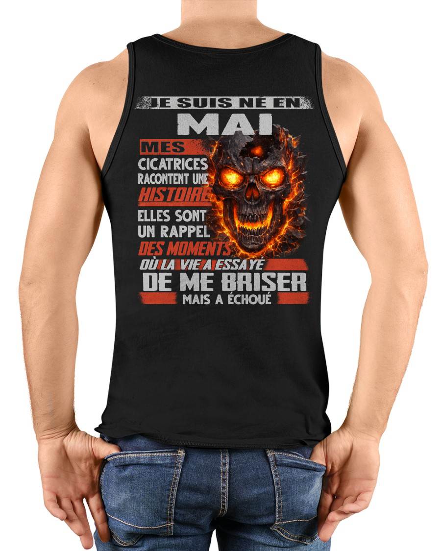 Je Suis Né en Mai – Mes Cicatrices Racontent Une Histoire | T-Shirt Homme Fort - LUAN05 (SKU26T-01175-05)