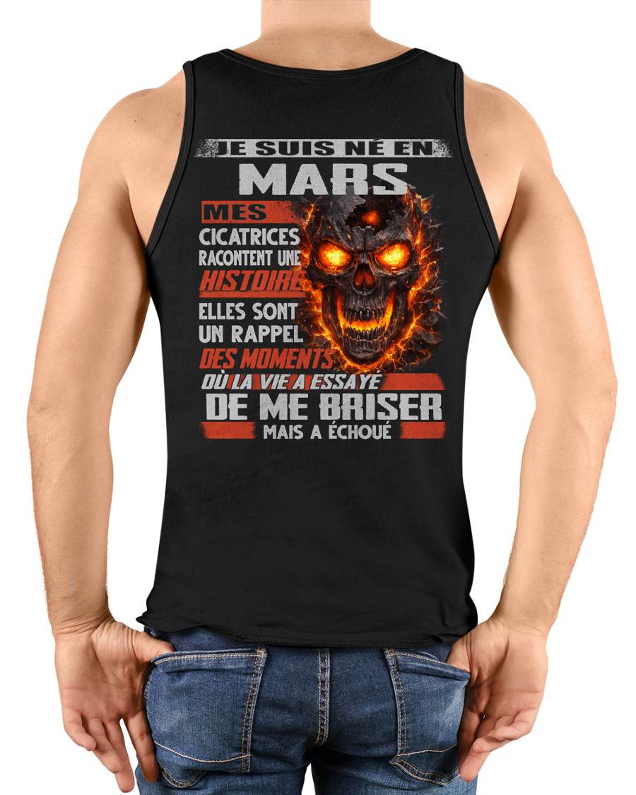 Je Suis Né en Mars – Mes Cicatrices Racontent Une Histoire | T-Shirt Homme Fort - LUAN03 (SKU26T-01175-03)