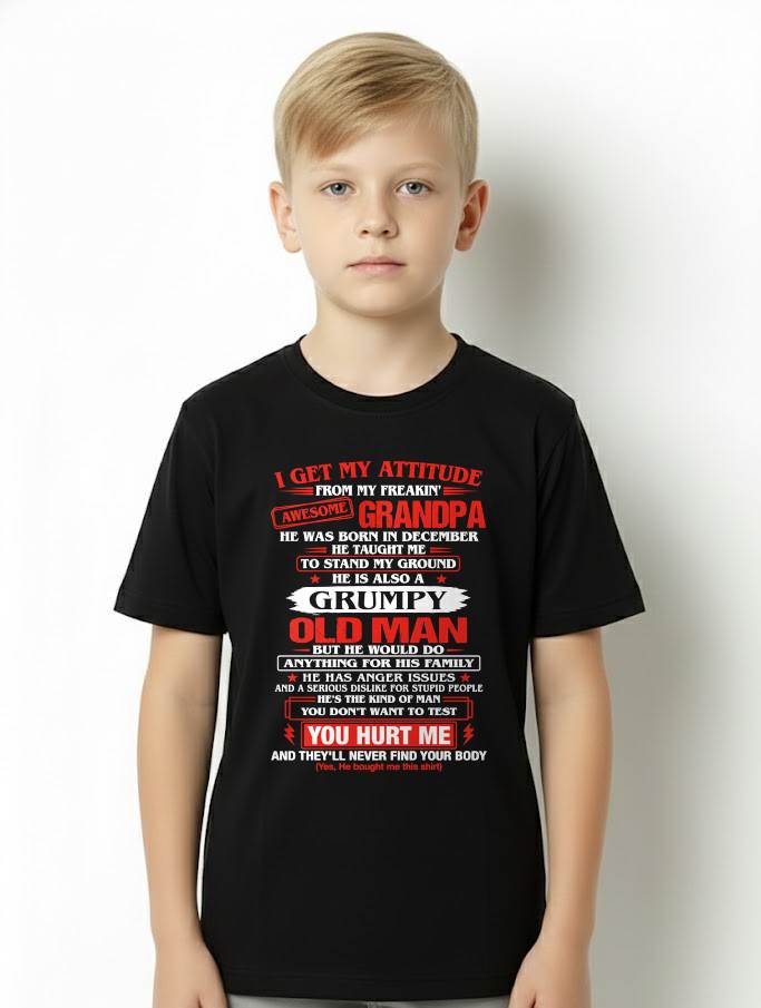 DECEMBER AWESOME GRANDPA T-SHIRT – PROUD GRANDSON GIFT FROM GRANDPA - LUAN12 (SKU2607-322-12)