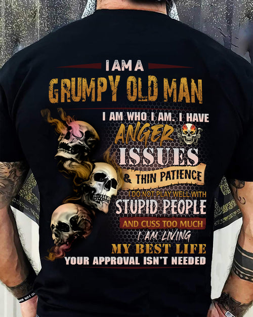 Grumpy Old Man T-Shirt - Funny Skull Anger Issues Tee - Perfect Gift For Men LUAN00 (SKU08-67-00)