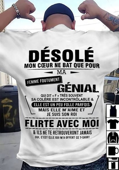 DÉSOLÉ, MON CŒUR NE BAT QUE POUR MA FEMME FOUTUMENT GÉNIALE —  DE SA FEMME - FR00 / LUAN00 (SKU26T-01258-00)