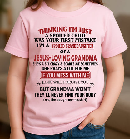 Christian Girl Shirt – Spoiled by Grandma – From Grandma to Granddaughter NINA00 (SKU07-181-00)