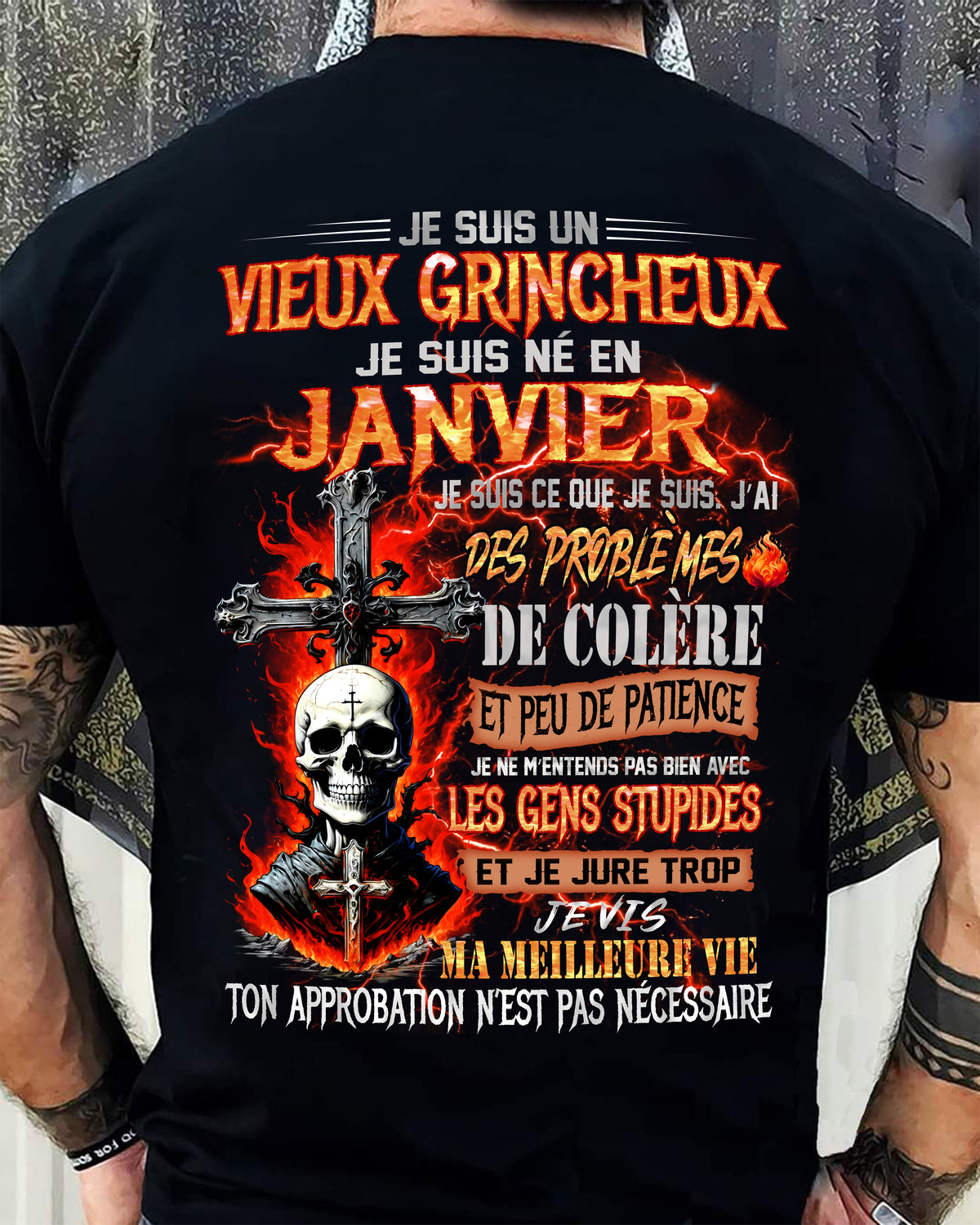 Je Suis Un Vieux Grincheux Né en Janvier – T-Shirt Homme Fort Caractère - LUAN01 (SKU26T-01141-01)