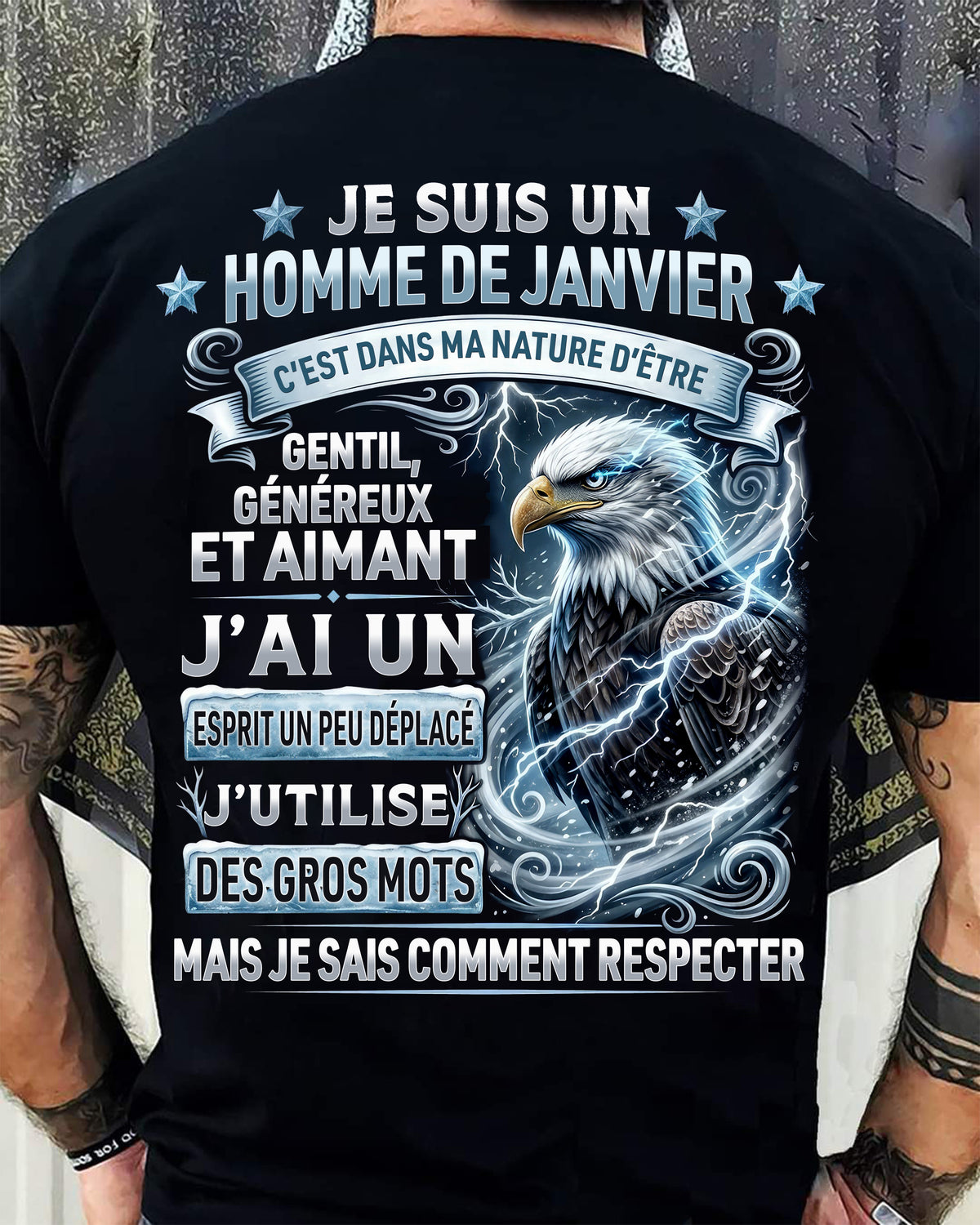 JANVIER - ESPRIT MALICIEUX MAIS SAIT RESPECTER - T-SHIRT ANNIVERSAIRE HOMME - IMPRESSION DTG PREMIUM - LUAN01 (SKU2604-86-01)