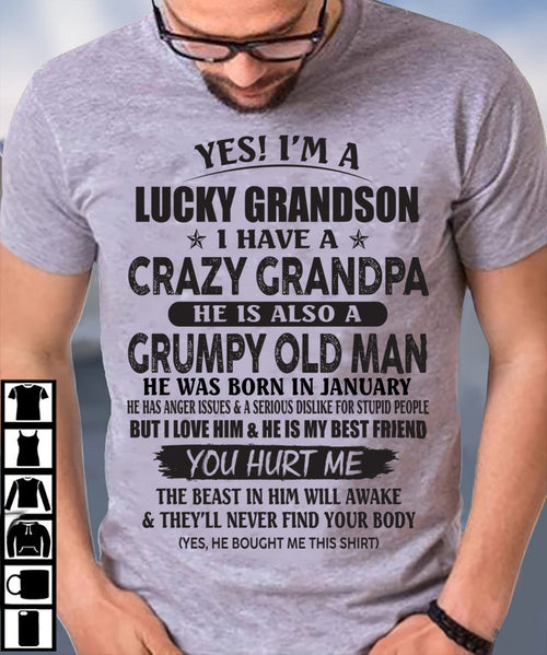 JANUARY - LUCKY GRANDSON OF CRAZY GRANDPA -  PERFECT GIFT FROM GRANDPA - LUAN01 (SKU12-145-01)