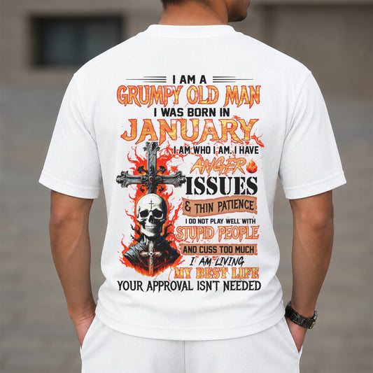 JANUARY - I AM A GRUMPY OLD MAN - BIRTHDAY CASUAL SUIT FOR MEN - MEN TEE - Waffle casual suit M13 - LUAN01 (SKU2607-237-01)