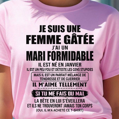 JANVIER - FEMME GÂTÉE - MARI FORMIDABLE - TENDRESSE & GUERRIER - CADEAU PARFAIT DU MARI À SA FEMME - FR01/LUAN01 (SKU2608-631-01)
