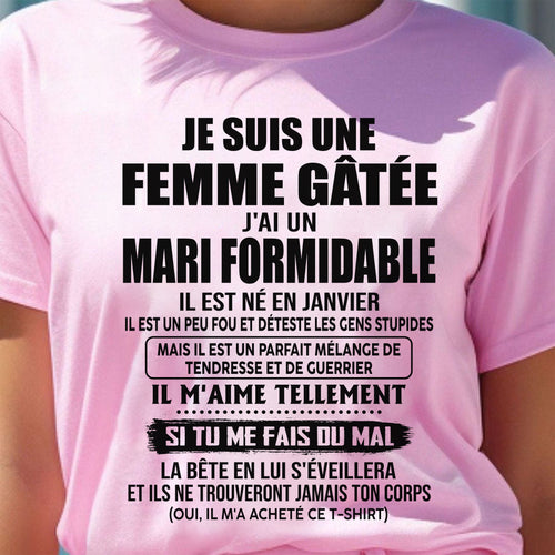 JANVIER - FEMME GÂTÉE - MARI FORMIDABLE - TENDRESSE & GUERRIER - CADEAU PARFAIT DU MARI À SA FEMME - FR01/LUAN01 (SKU2608-631-01)