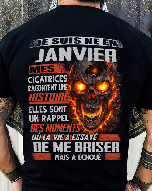 Je Suis Né en Janvier – Mes Cicatrices Racontent Une Histoire | T-Shirt Homme Fort - LUAN01 (SKU26T-01175-01)