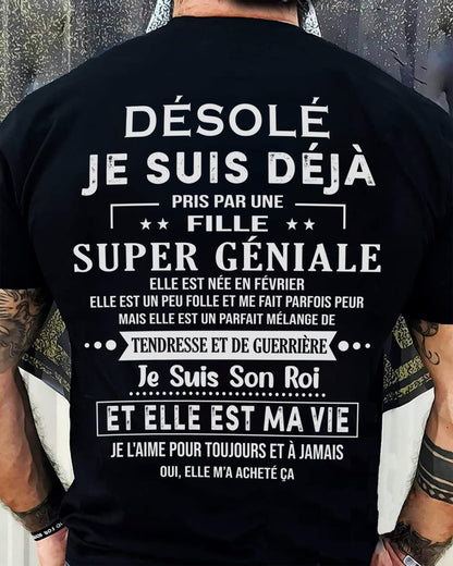 Désolé les filles, je suis déjà pris - Ma copine est folle et adorable - Cadeau spécial pour votre petit ami ou mari - (SKU04-111-02) - LUAN02