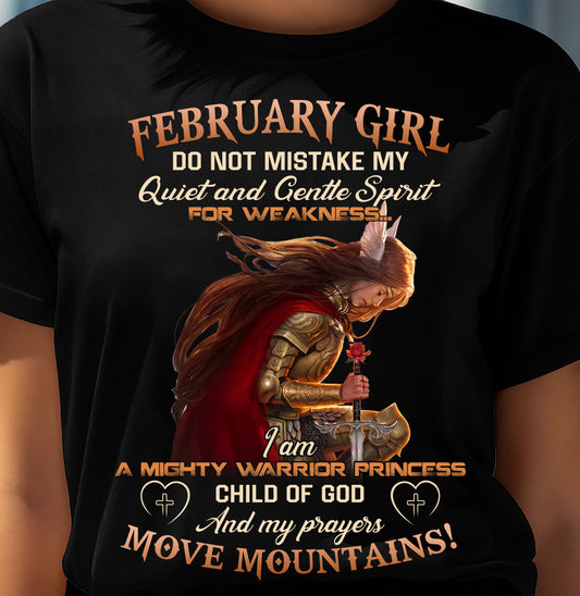 February Girl Child Of God T-Shirt - Christian Gift For Women - LUAN02 (SKU2606-181-02)