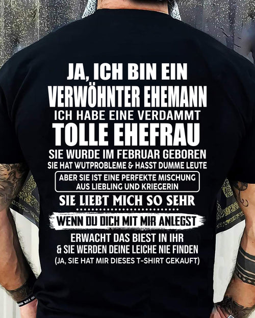 FEBRUAR - VERWÖHNTER EHEMANN - TOLLE EHEFRAU - LIEBLING & KRIEGERIN - PERFEKTES GESCHENK VON DER EHEFRAU AN IHREN EHEMANN - LUAN02 (SKU2609-74-02)