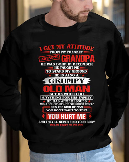 DECEMBER AWESOME GRANDPA T-SHIRT – PROUD GRANDSON GIFT FROM GRANDPA - LUAN12 (SKU2607-322-12)