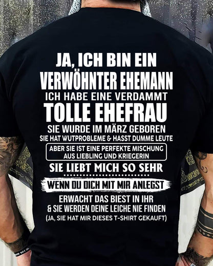 JANUAR - VERWÖHNTER EHEMANN - TOLLE EHEFRAU - LIEBLING & KRIEGERIN - PERFEKTES GESCHENK VON DER EHEFRAU AN IHREN EHEMANN - LUAN01 (SKU2609-74-01)