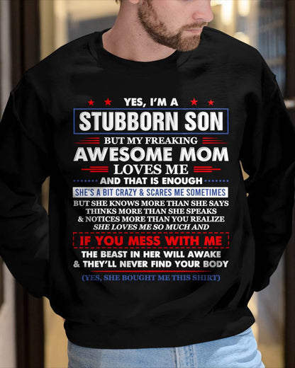 "I HAVE AN AWESOME MOM AND SHE'S  A BIT CRAZY" – T - SHIRT FROM MOM TO SON – LUAN00 (SKU2606-28-00)