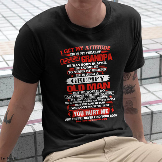 APRIL AWESOME GRANDPA T-SHIRT – PROUD GRANDSON GIFT FROM GRANDPA - LUAN04 (SKU2607-322-04)