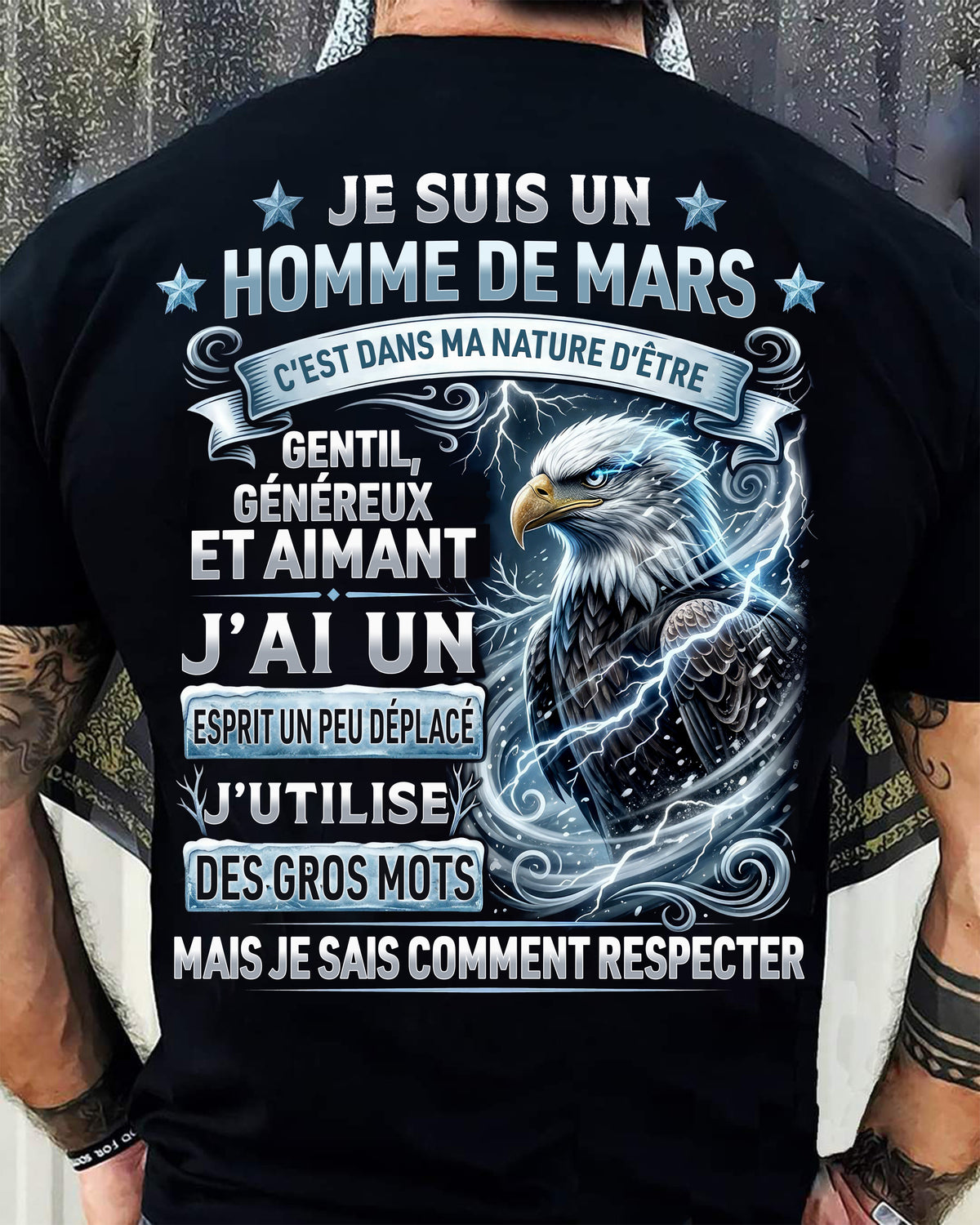 MARS - ESPRIT MALICIEUX MAIS SAIT RESPECTER - T-SHIRT ANNIVERSAIRE HOMME - IMPRESSION DTG PREMIUM - LUAN03 (SKU2604-86-03)