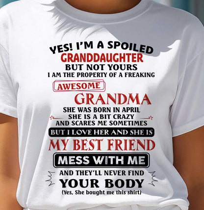 APRIL - SPOILED GRANDDAUGHTER - AWESOME GRANDMA - CRAZY & BEST FRIEND - PERFECT GIFT FROM GRANDMA TO GRANDDAUGHTER - LUAN04 (SKU2607-295-04)